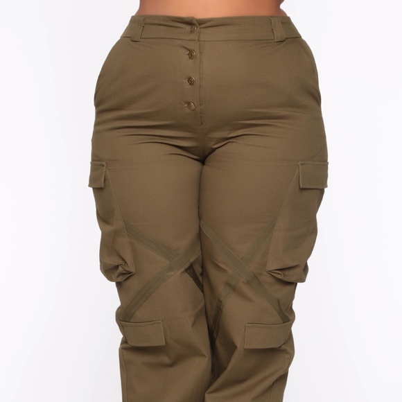 Amelia Oversized Cargo Pants - Olive - Picture 1 of 4